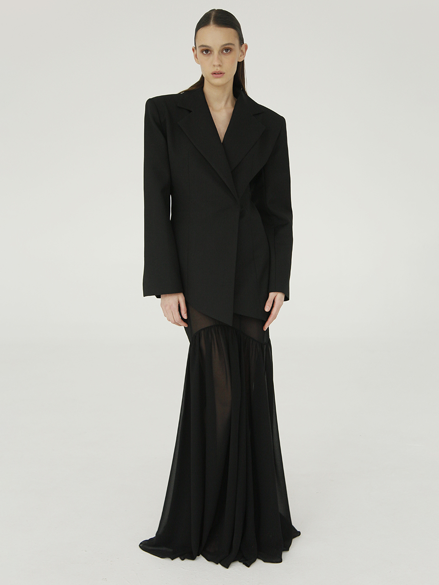 Asymmetrical Set in viscose / Black 